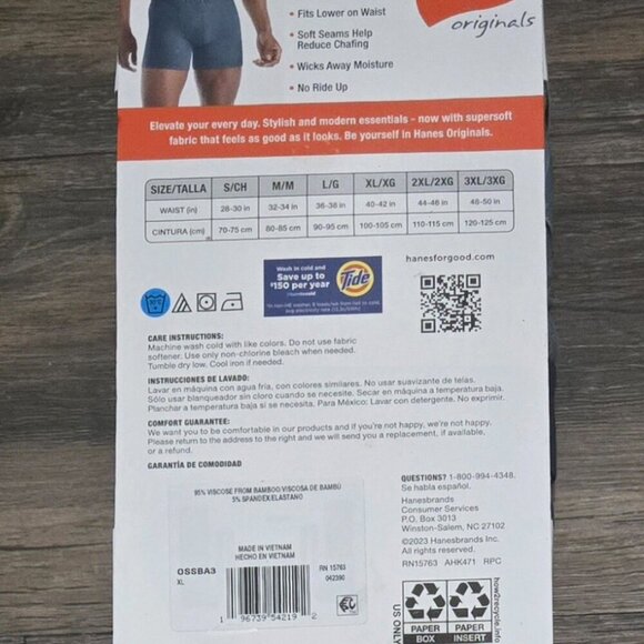 Hanes Super Soft Bamboo Blend Boxer Briefs 3 Pack XL (NEW) - Picture 3 of 4
